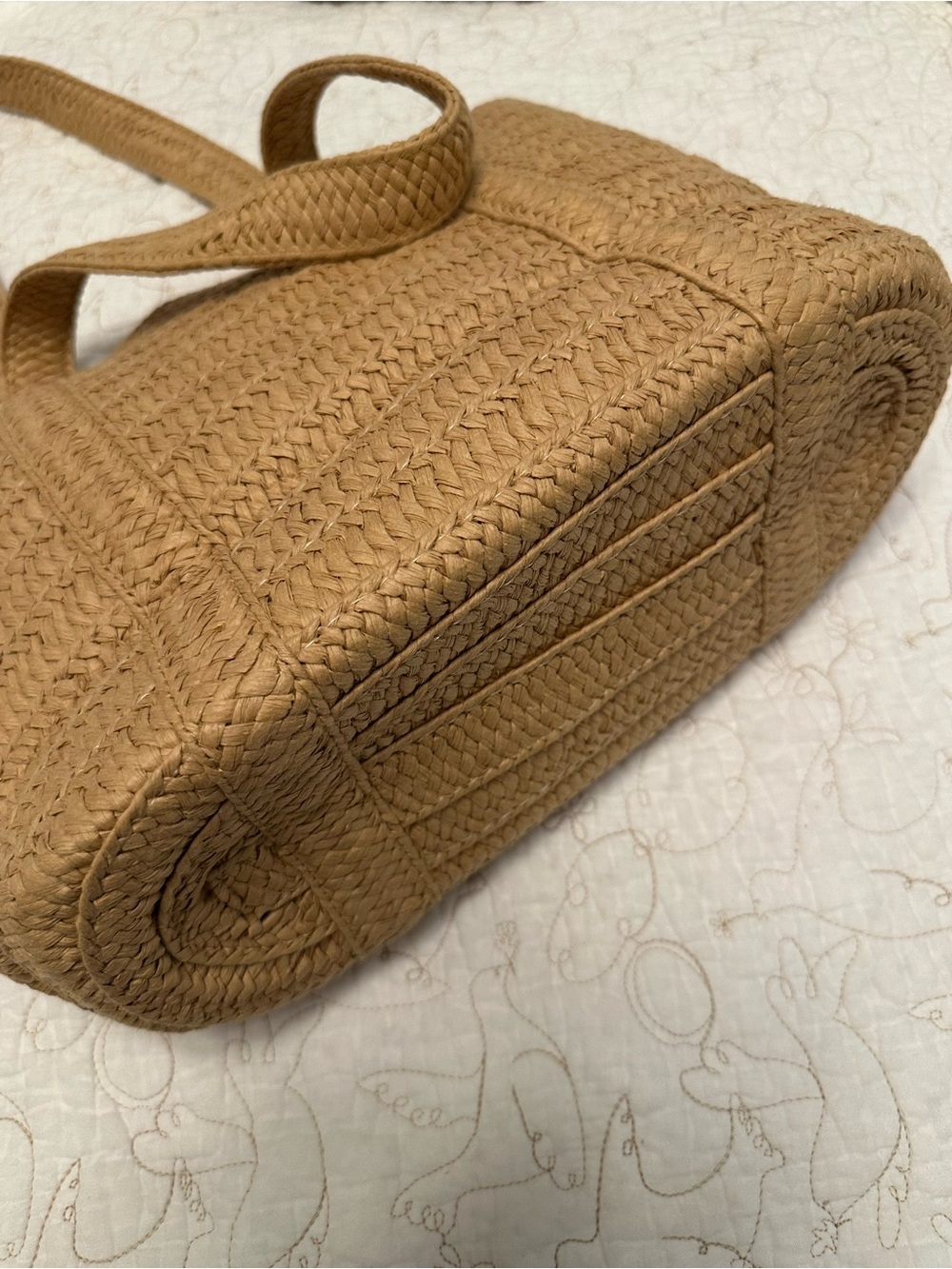 Draper James Tan/Beige Woven Straw Summer Tote Bag - Picture 3 of 12